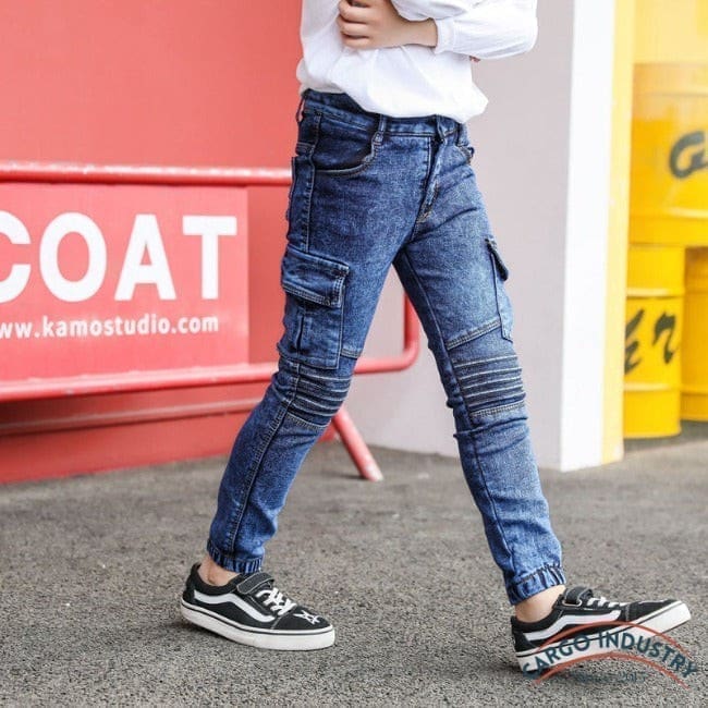 Jean Cargo Garçon Skinny Bleu – Image 4