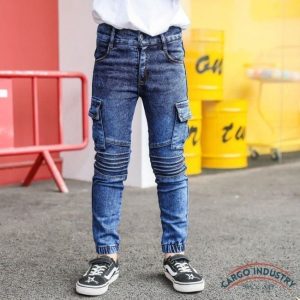 Jean Cargo Garçon Skinny Bleu