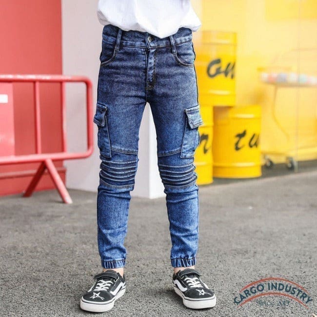 Jean Cargo Garçon Skinny Bleu – Image 2