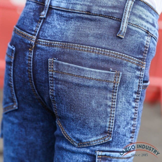 Jean Cargo Garçon Skinny Bleu – Image 7