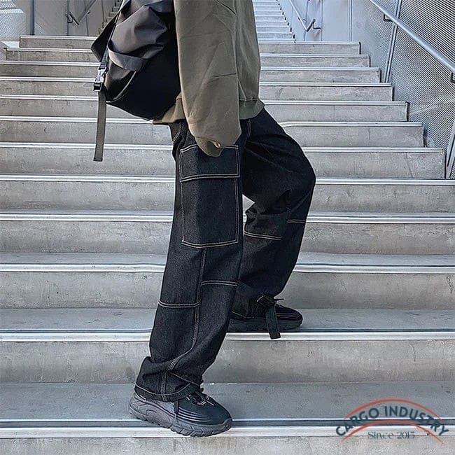 Pantalon Cargo Noir Style Large – Image 4