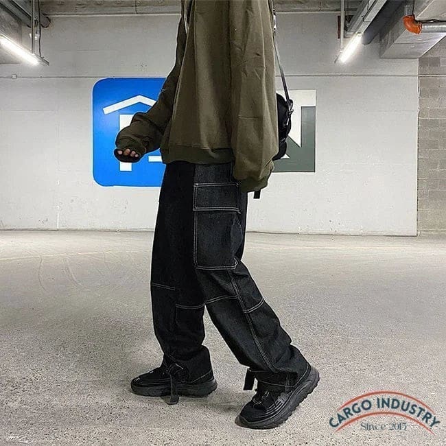 Pantalon Cargo Noir Style Large – Image 7