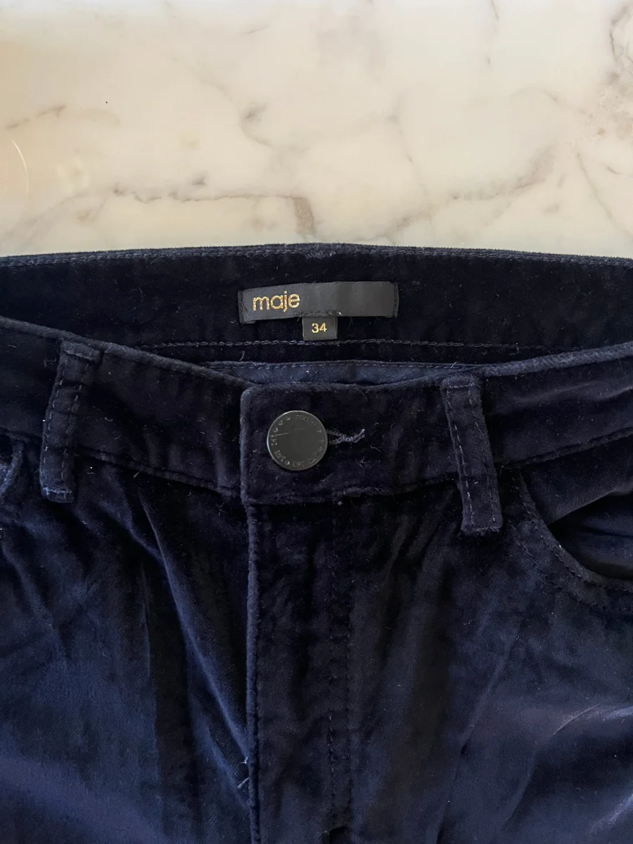 Pantalon Maje en velours bleu marine – Image 4