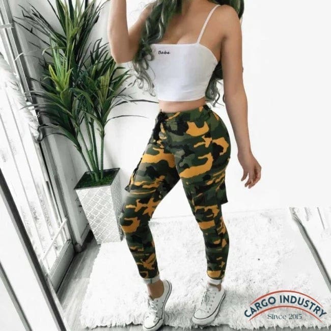 Pantalon Cargo Femme Jogger Motif Camouflage – Image 4