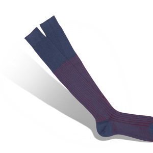 Fil d’Ecosse rayé bleu pétrole / rouge