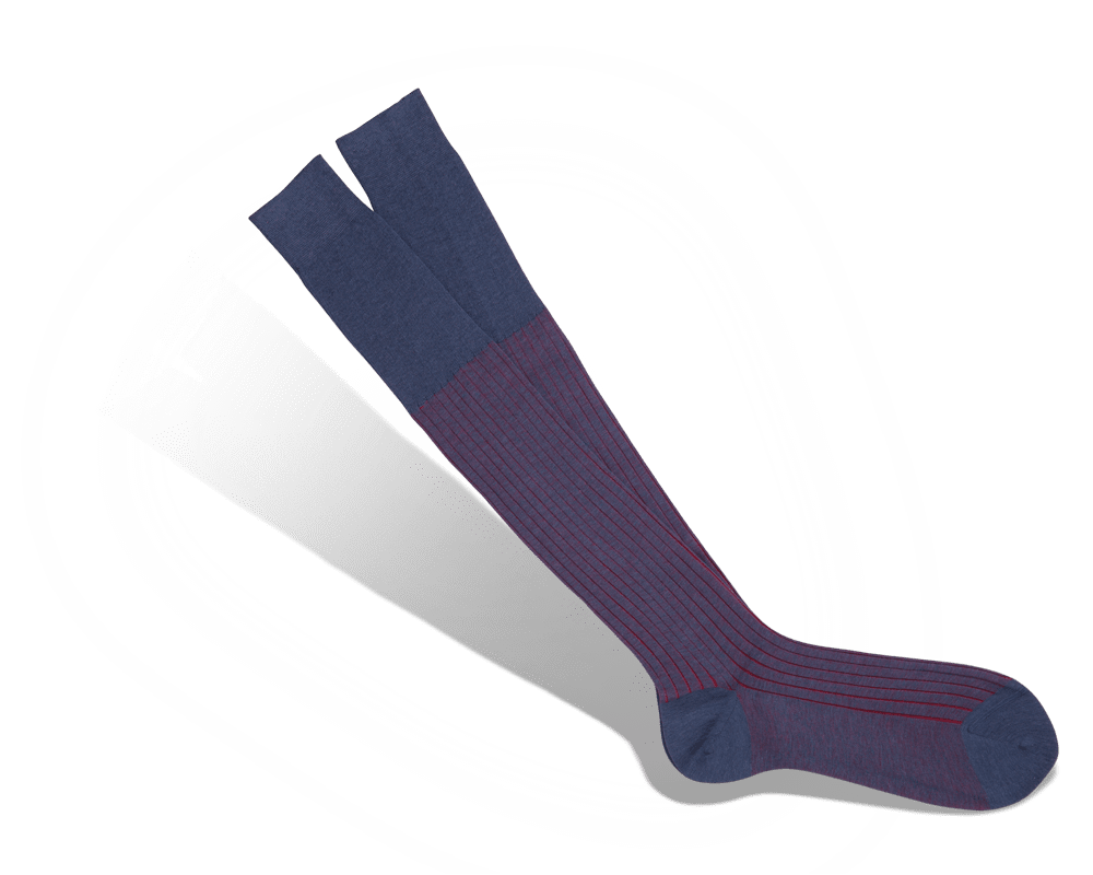 Fil d’Ecosse rayé bleu pétrole / rouge – Image 2