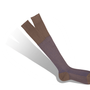 Fil d’Ecosse rayé havane / bleu roi