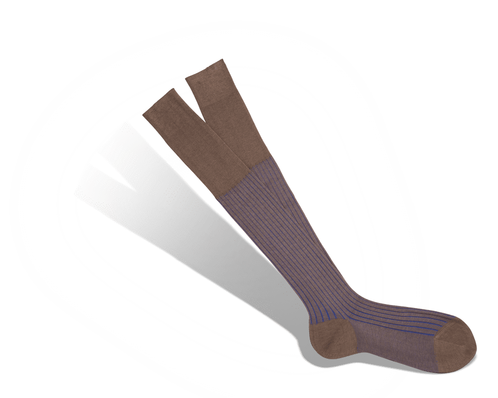 Fil d’Ecosse rayé havane / bleu roi