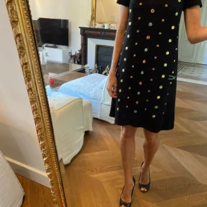 Robe Nathalie Chaize noir à perles colorées