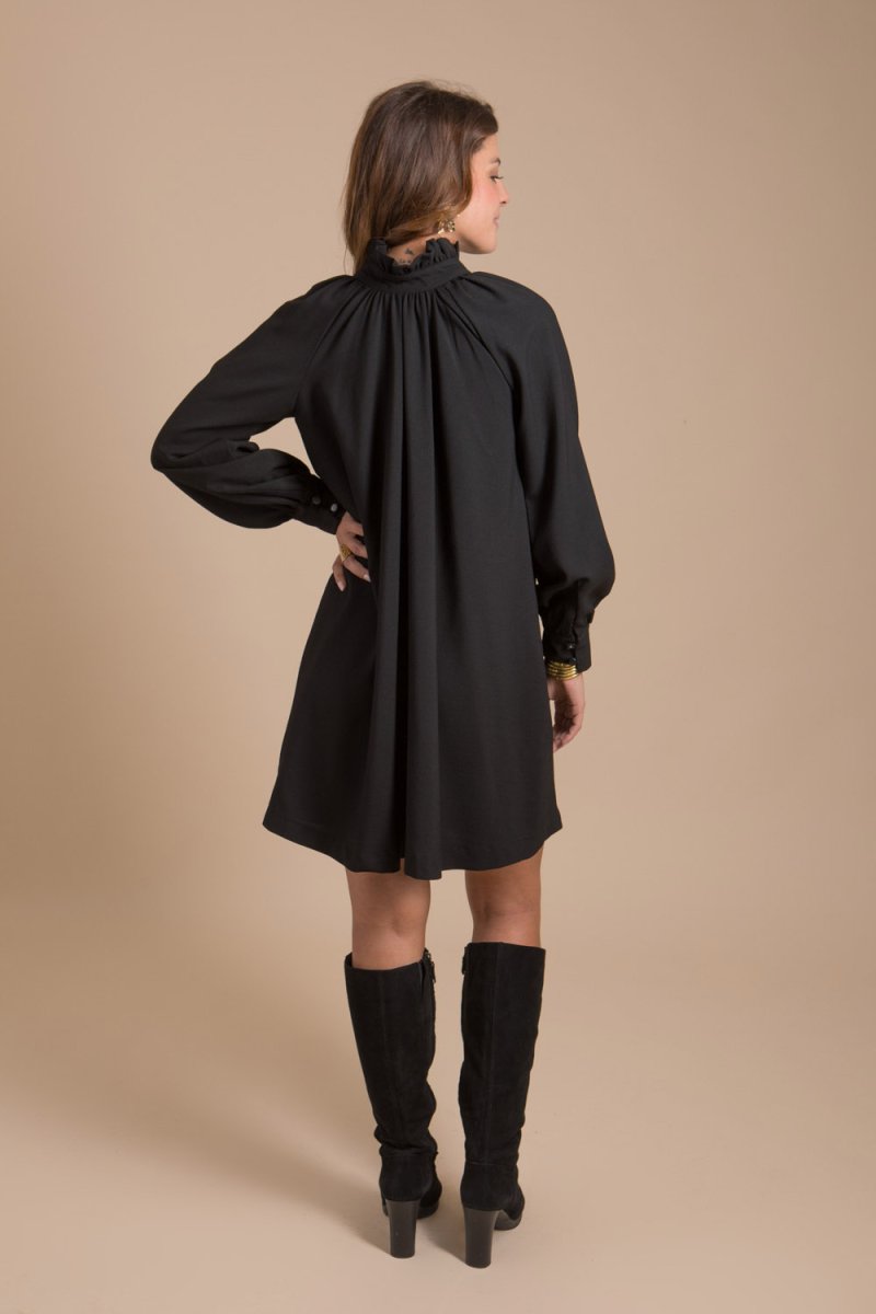 Robe noire laine femme Made-in-france – Image 6