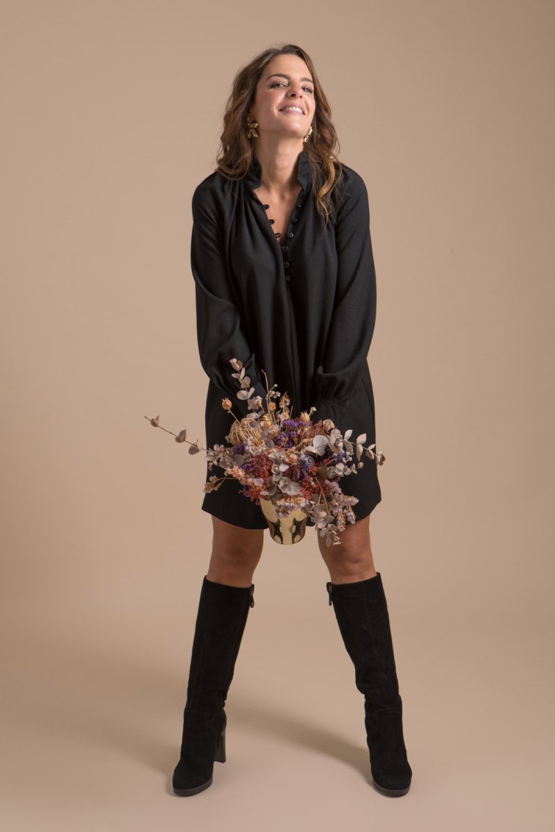 Robe noire laine femme Made-in-france – Image 4