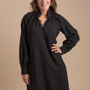 Robe noire laine femme Made-in-france