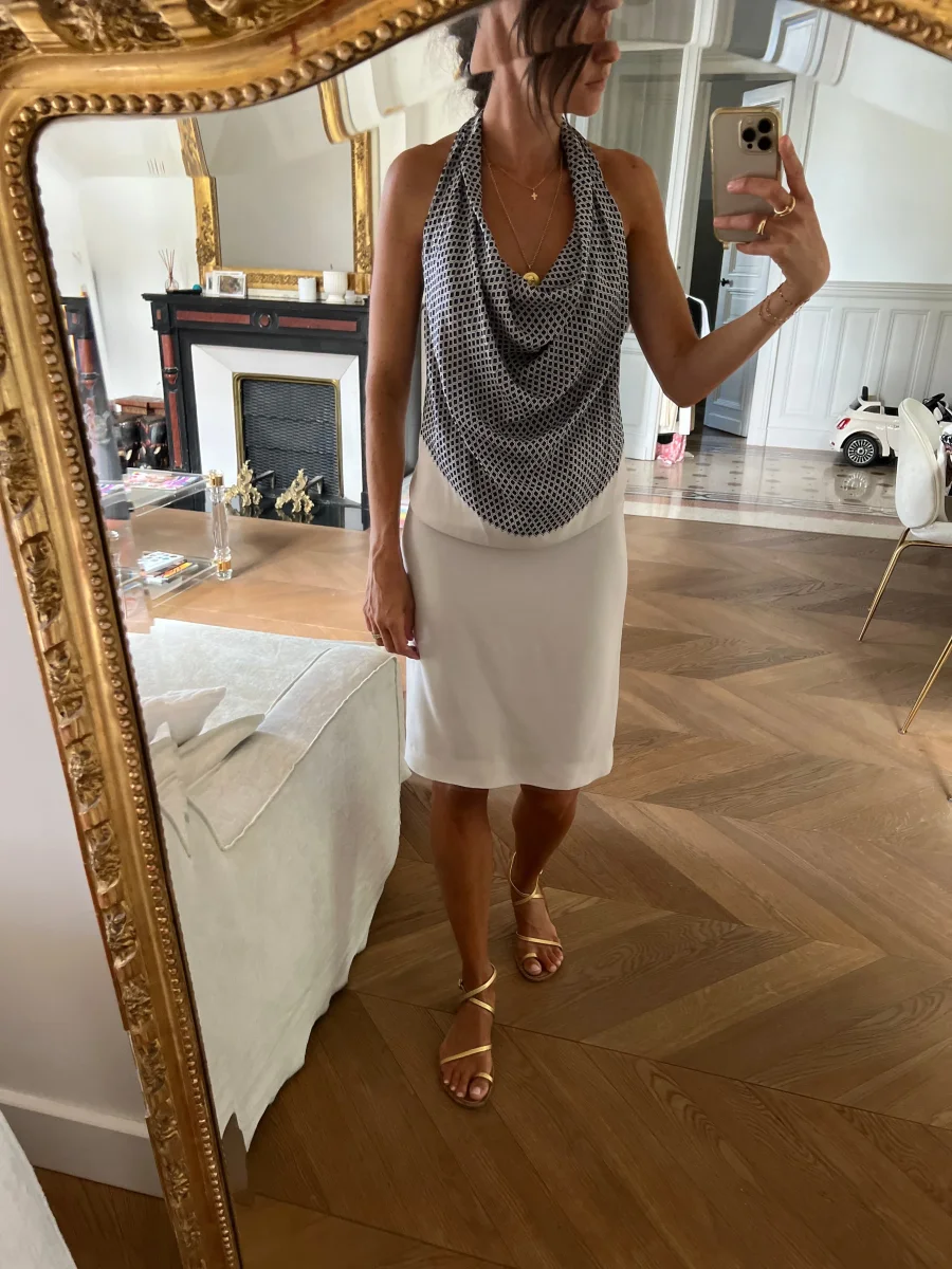 Robe Paul Smith beige et bleu marine – Image 4