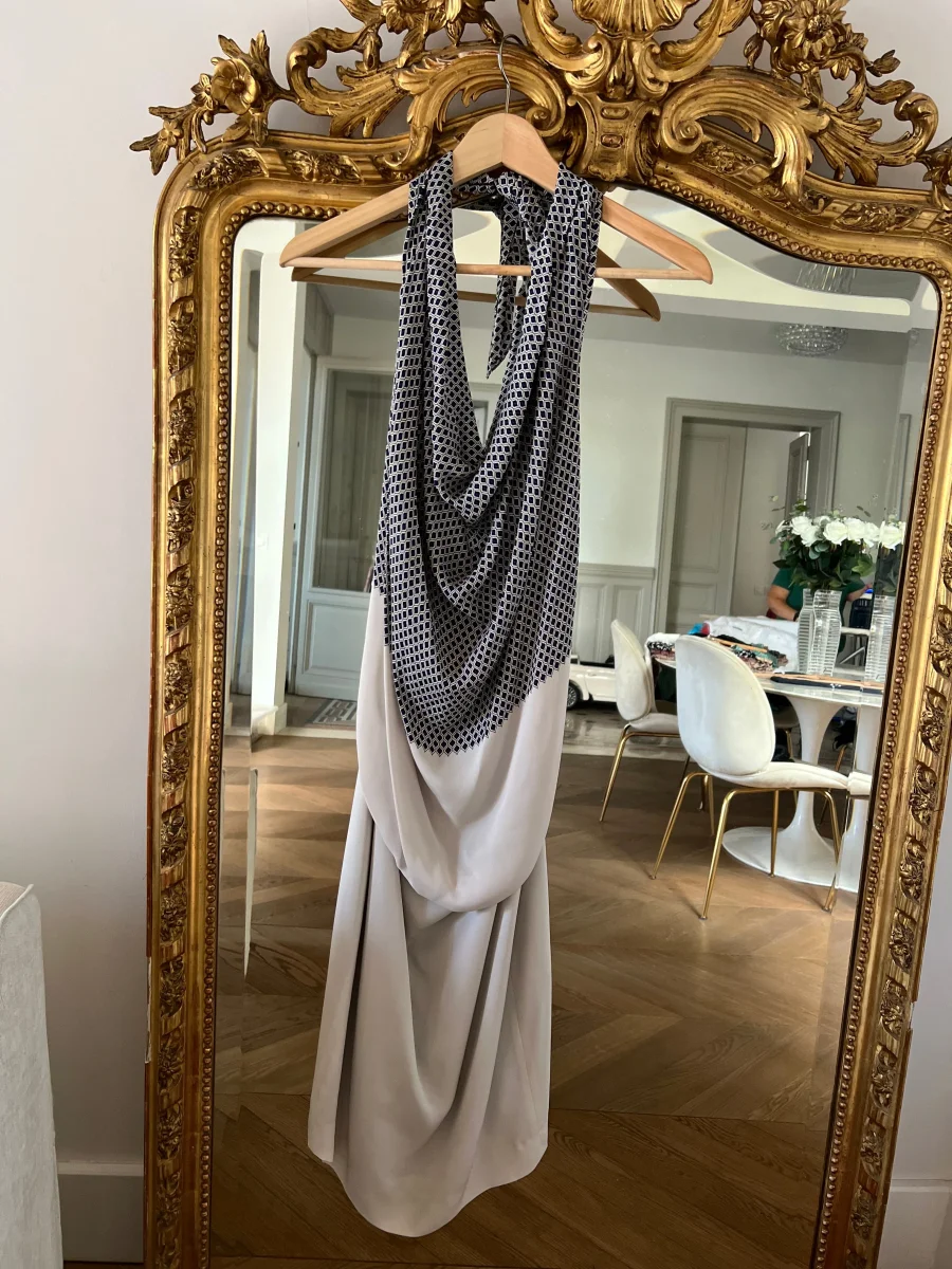 Robe Paul Smith beige et bleu marine – Image 7