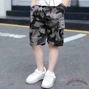 Short Cargo Enfant Camouflage Gris