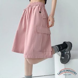 Short Cargo Femme Rose Oversize