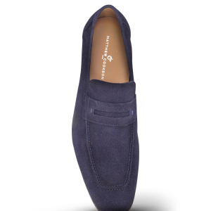 Devon veau velours bleu marine