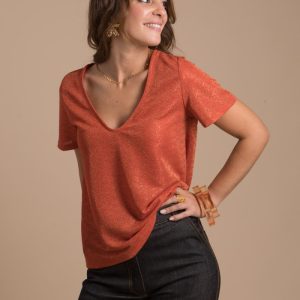 Gaby – Top rouge orangé femme Made-in-France
