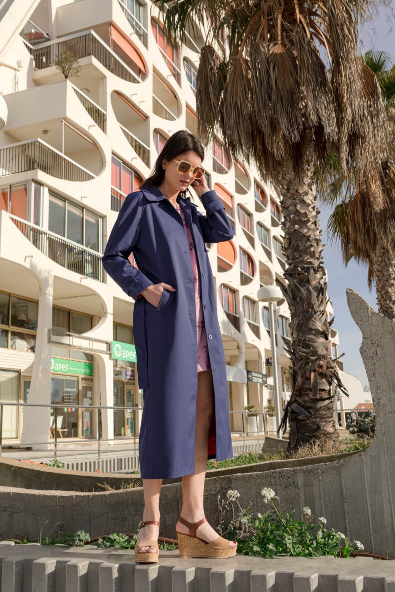 Trench Coat femme long Cléo bleu – Image 2