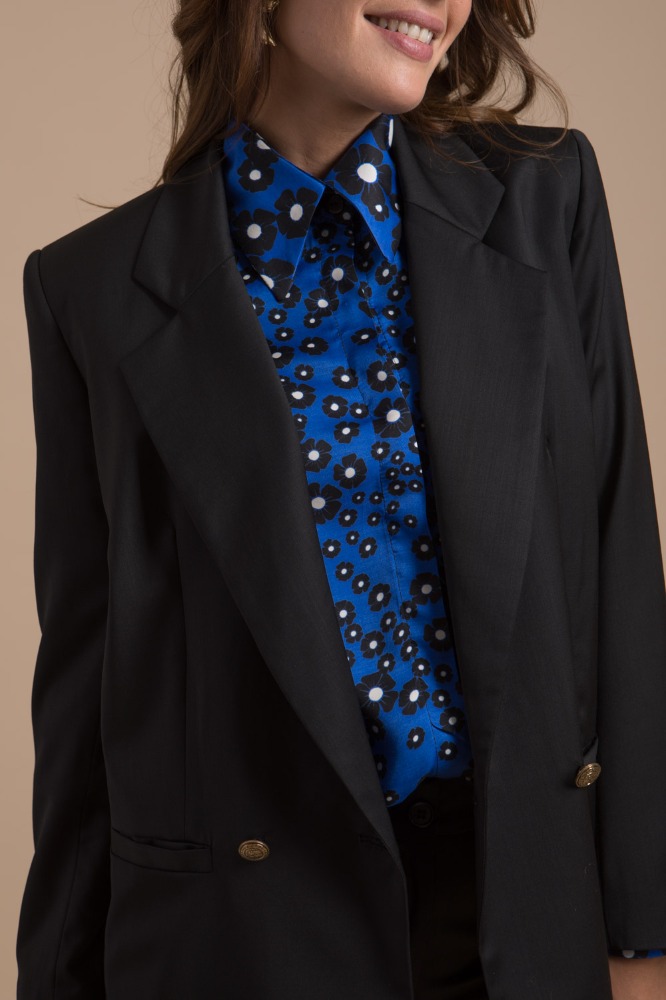 Raphaëlle – veste blazer femme en laine noire Made-in-France – Image 5