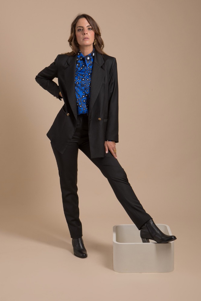 Raphaëlle – veste blazer femme en laine noire Made-in-France – Image 4