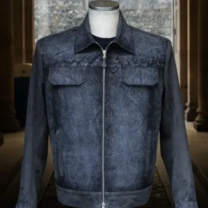 Veste en cuir pour homme – Hippopotame & Chèvre Velours