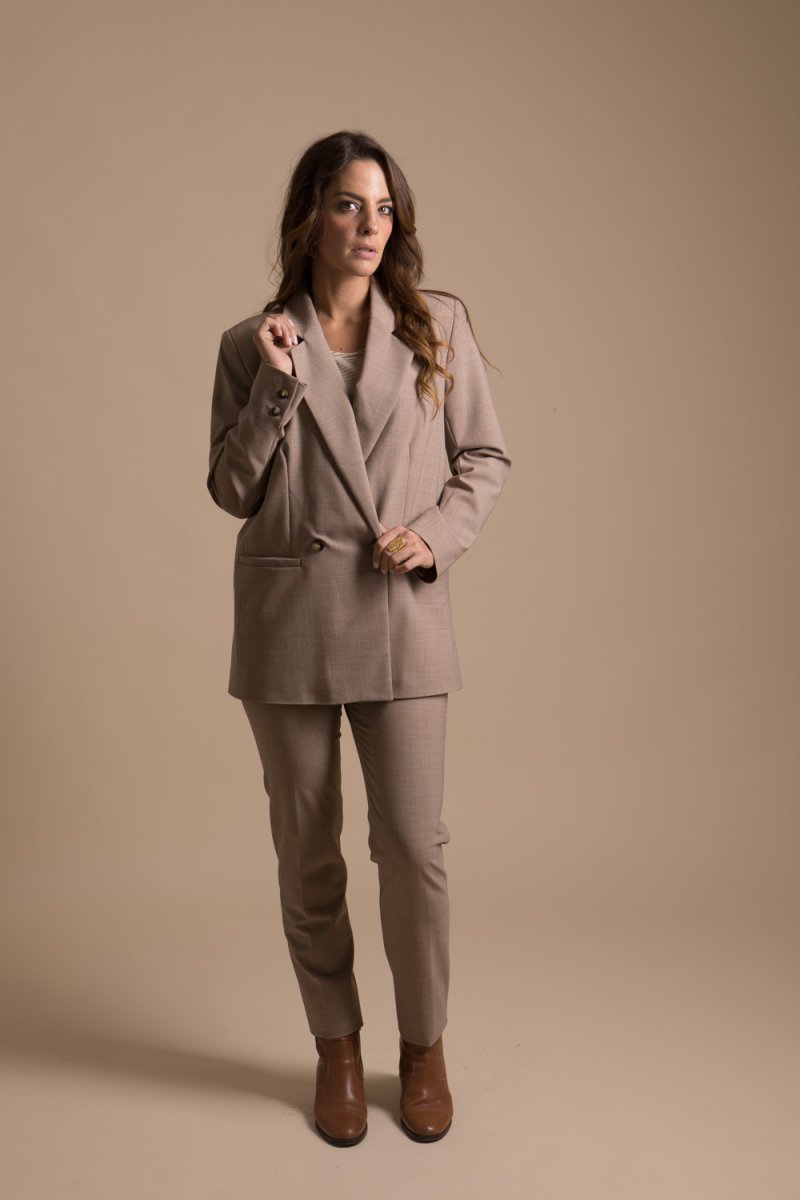 Raphaëlle veste blazer femme en laine beige made-in-France – Image 2